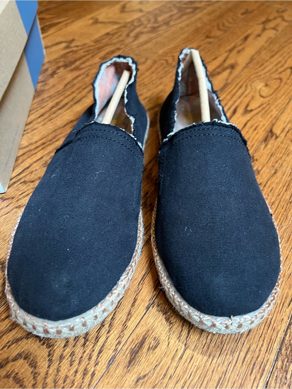 Vionic Black Canvas Espadrille Slip-Ons with Jute Trim